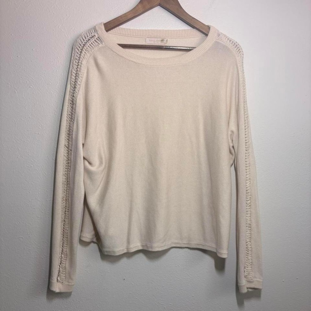 Ramy Brook Lng Sleeve Silk/Wool/Cashmere Blend Chain Open Knit Coastal Lagenlook